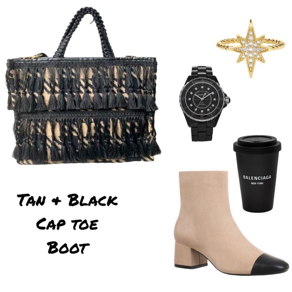 SOLD-Tan & Black Cap Toe Boot